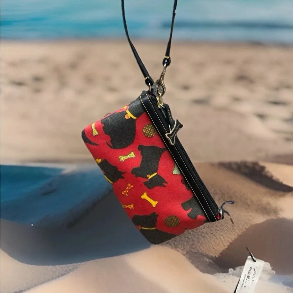 Dooney & Bourke Red Black Wristlet Scottie dogs COA - Picture 13 of 13